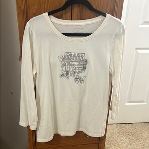 Talbots Cream 3/4 Sleeve Graphic Tee